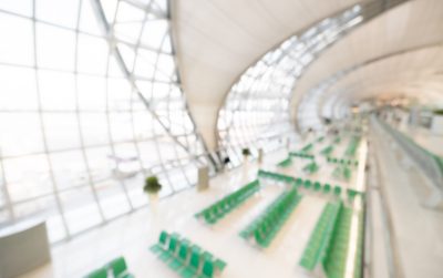 Abstract blur airport terminal interior for background