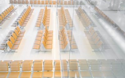 Modern interior of airport waiting hall